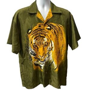 VINTAGE OSCAR MISA TIGER SHIRT — Green Y2K Anime Skate Graphic Men's Small